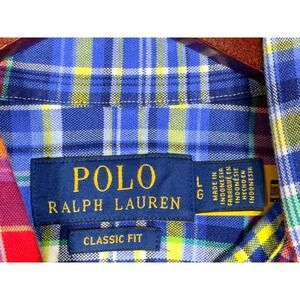 Polo Ralph Lauren Mens Classic Fit Plaid Oxford Shirt Multicolor Cotton NWT L